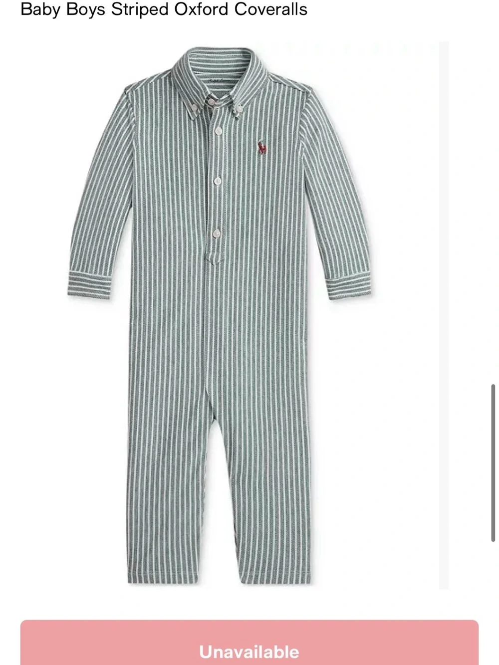 Twin set* Ralph Lauren Green & White Striped Button-Up one piece